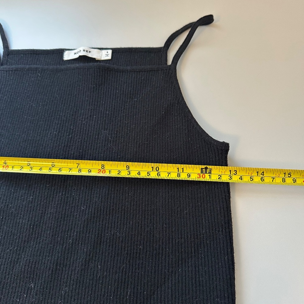 MOD REF Square Neck Ribbed Tank Top in Black | Size Small - Picture 6 of 8